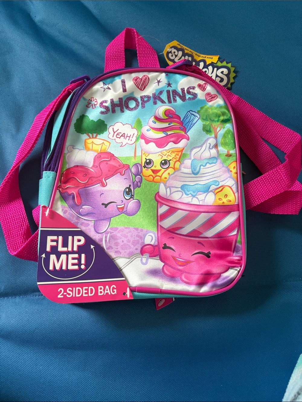 Shopkins Girls Pink & Purple Flip-Me 2-Sided Mini Backpack